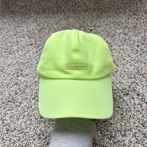 Bright yellow green lululemon embroidered hat